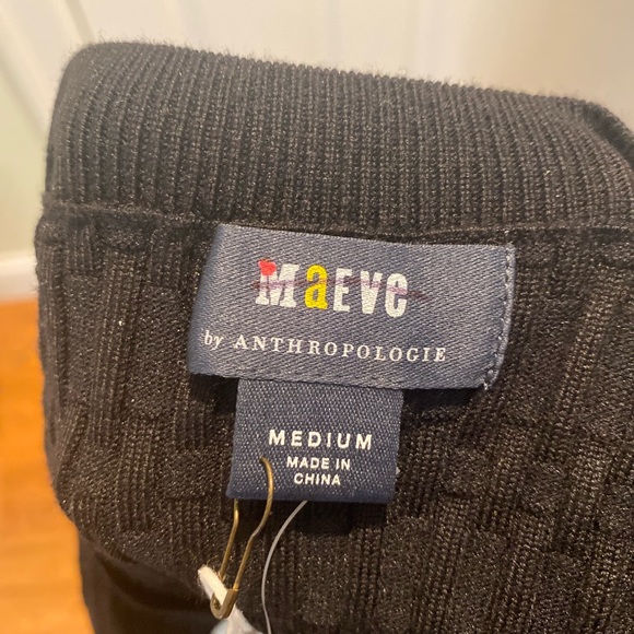 New Anthropologie Maeve Sheer-Sleeve Sweater size M BLACK - Picture 8 of 12